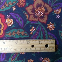 Flannel Fabric–Jewel Tone Floral on Dark Navy Cotton, 58″ Wide x 2+ Yards