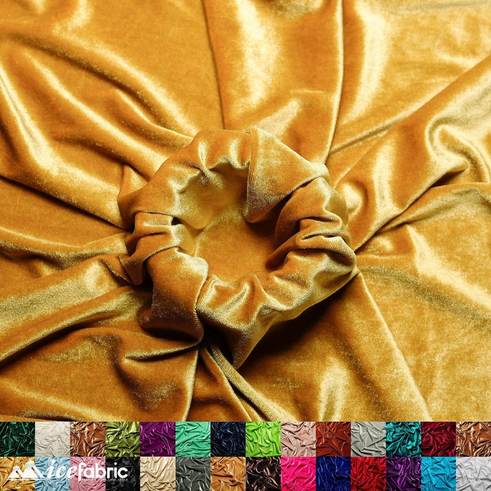 Antique Gold Stretch Velvet Fabric By The Yard