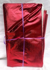 54×68″ Textured Red Metallic Foil Mylar Flannel Back Retro Crafts Tablecloth 5yd