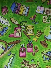 Fabri Quilt Skool Dayz HTF Cotton Fabric School Themes On Green 2.25 Yards X 44