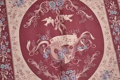 18″ Long x 45″, Burgundy & Dusty-Pink Floral Pillow or Quilt Block Panel, C2373