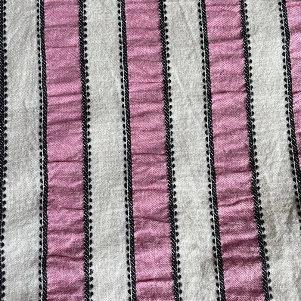 Pindler & Pindler Pink White Striped Fabric Remnant 4.23 square Yds