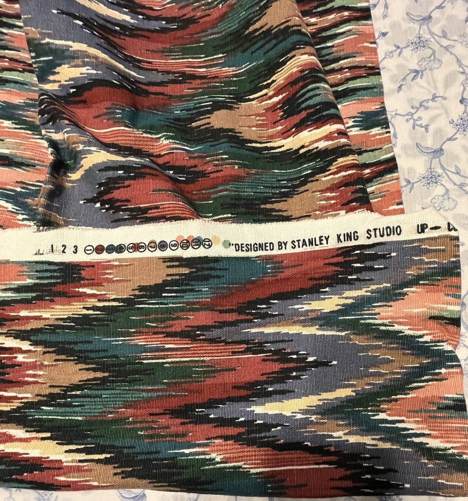 Fabric Cloth Stanley King Studio Flame Stitch Pattern Stain Repeller 48″x54″