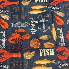Fresh Catch Cotton Fat Quarter 18”x21” New