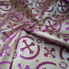 Purple Gold Metallic Brocade Fabric For Lent Resurrection Religious Liturgical