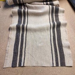 100% linen fabric 340gsm French stripes grain sack vintage green navy blue black