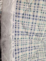 1 Yard Pre-quilted Concord Blue White Floral-plaid Silver Metallic Cotton Fabric