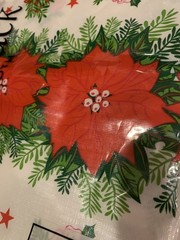 Christmas Flannel Backed Vinyl Tablecloth 52 X 70 Oblong Table Cover Wipe Clean