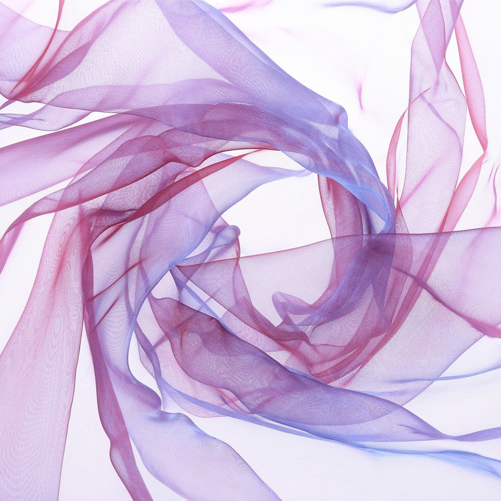 10 Yards x 59″ Iridescent Sheer Organza Fabric Gradient Sapphire Blue Red