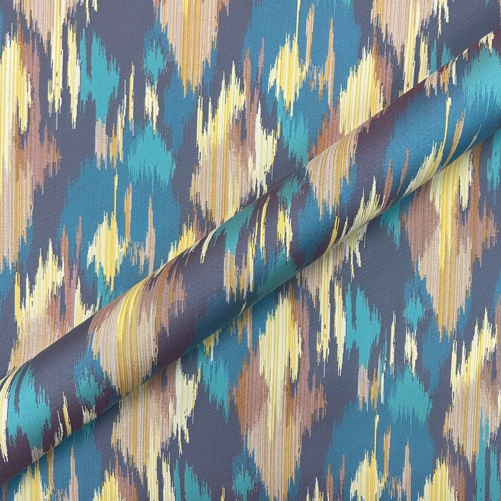 Blue Mid Century Ikat Jacquard Outdoor Fabric 56″