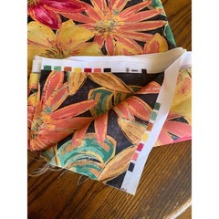 Tropical Floral Nylon Fabric Pink Yellow Monstera Leaf 5 1/2 Yards 61″ Wide