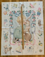 Baby with Bunny, Velveteen Rabbit 35″x45″ Vintage Panel Cotton Fabric