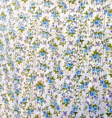VTG Beautiful Feminine Blue & Green Florals Scattered on White DIMITY BTHY