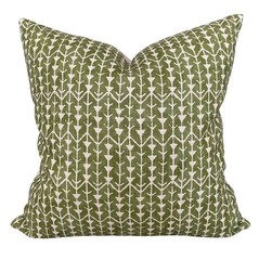 Carolina Irving 2 Yards Amazon Leaf Green Linen Hand-Painted Fabric Designer