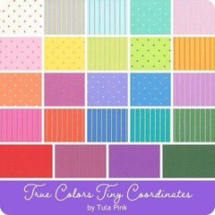 TULA PINK True Colors Tiny Coordinates Rainbow Dots Stripes 10″ Sqs NIP