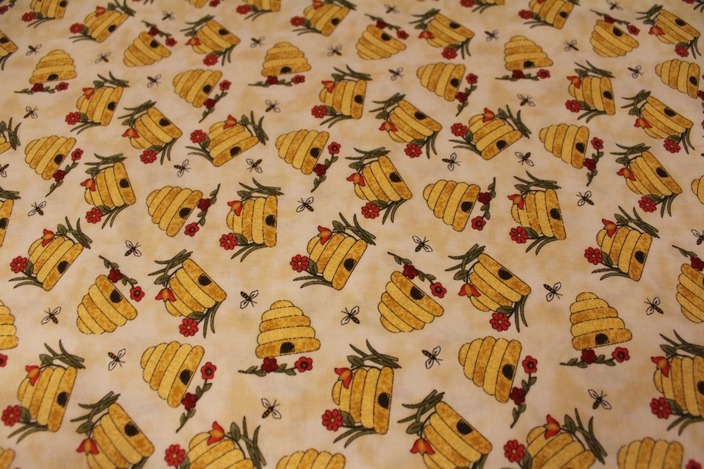 Fabric by Yard Colorful Cat Beehive Vanilla by Benartex 100% Cotton by Cheryl H