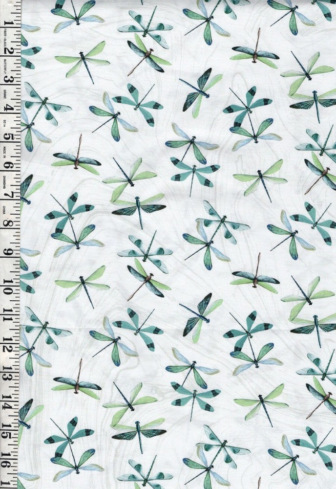 Northcott Tranquil Waters – Dragonfly Flutter – DP27209-10-White – By Half Yard