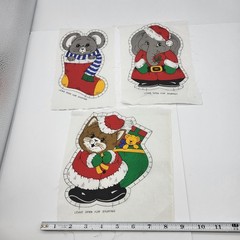 Vintage Fabric Ornament miss matched single piece no backs Christmas craft