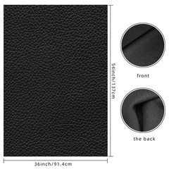 Black Faux Leather PU Leather Fabric 36″ x 54″ 1 Yard 0.8 mm Thickness Synthe…
