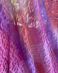 Multi-Color Ombre Stretch Lace Fabric ~ Pink, Peach, Lavender 1 1/8 yd, 56″ wd