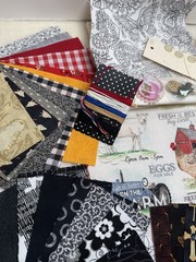 slow stitch junk journal kit HANDMADE Dairy Farm Vintage & Modern Lace , Fabrics