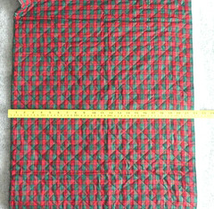Prequilted Red Green w/ Gold Christmas Plaid Tricot Backed Fabric 44 in x 1-7/8