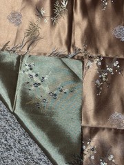 Chinese Satin Plum Blossom Brocade Polyester brown remnant 18″ x 22″ wide