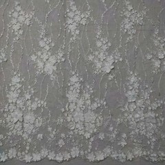 Exquisite 3D Flower Bridal Lace Fabric Embroidered Floral Sequins Lace Fabric