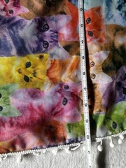 Multicolor Cat Theme Animal Print Fabric Panel with White Trim. Childs size M.