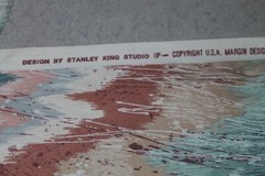 Stanley King Studio Turquoise Coral Dupont Teflon Paint Splatter Fabric Vintage