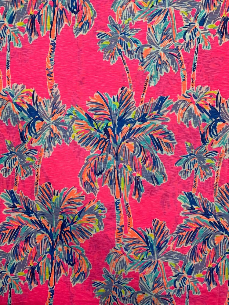 Lilly Pulitzer Fabric Flamingo Pink Nice Stems Cotton – 36″x 60” – 2 Pieces