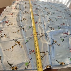 Asian Oriental Style Silk/ Faux Silk Fabric Blue W/ Flowers, Gold W/ Dragons Etc
