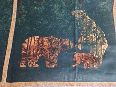 24×29 Panel Pillow Quilting Cotton Camouflage Forest Deer Bear Illusion Unique