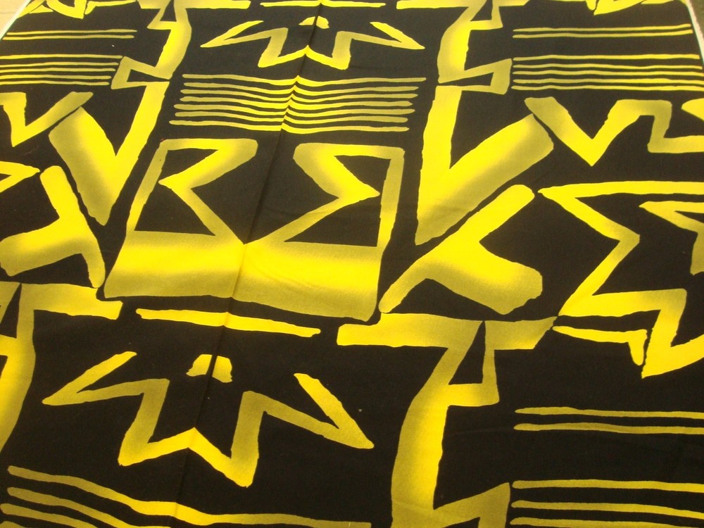 1 of 8 yds Cotton Ethnic Tribal print Cotton Black Yellow Craft Quilt 44″ w BTY