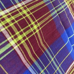 Vintage Cotton Blend Fabric Blue Burgundy Purple Yellow Plaid BT Half Y #11