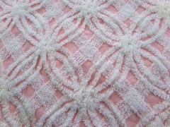 quilter’s favorite Vtg Pink & White Chenille Bedspread Fabric Pc Sewing Material