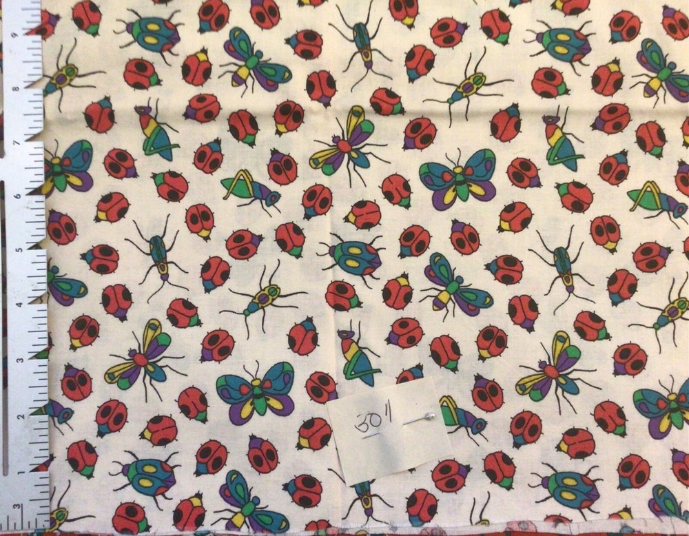 Creepy Bugs on Ivory Cotton Fabric 30 Inches