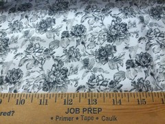 LAST! Cotton Sateen Lawn~Floral Toile Print~Shades Gray/Black/Wt~10″x60″~Dolls
