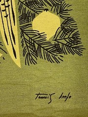 Michael Miller Fabric Panel Chinese Christmas Angel Tree Art Signed MCM Quilt