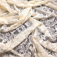 Ivory Classic Rose Stretch Lace 58″ By The Yard Apparel Fabric