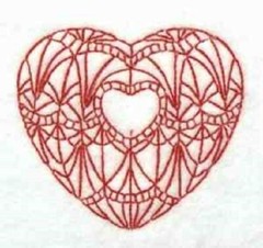 VALENTINE HEARTS, QUILTING SQUARES, Machine Embroidered. 10 Designs, 12 squares