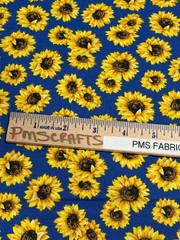 MDG Sunflower Dance on Royal Blue 100% cotton fabric by yard 36 x 44 Sunflowers