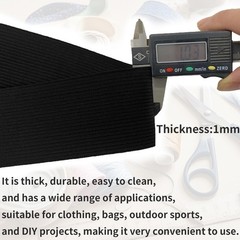 Black Elastic Band for Sewing 3inch- 5 Yds-Thick Stretch Knit Fabric | wide h…