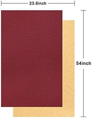 TORRAMI Soft Synthetic PU Fabric Material Faux 54 inch x 23 inch, Burgundy