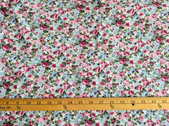 MULTI FLORAL PRINT ON WHITE T SHIRT COTTON FABRIC NO STRETCH 2 REMNANT PIECES