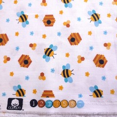 Bee Hive Toss Bumblebee Honeycomb White Multi Cotton Fabric 44″ By The Yard