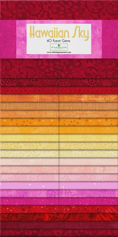 Hawaiian Sky ~ 40 2.5″ Strips ~ Wilmington ~ Red, Orange, Yellow Strip Set