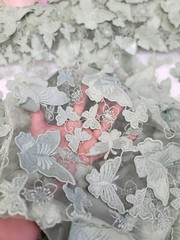 3D Butterfly Design Lace Sage Embroidered 3D Butterfly Lace By Yard For Dress