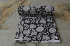 Black & White Hand Block 5 Yard 100%Cotton Fabric NO TARRIF CHARGES 100%✅ZK_391