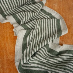 100% linen fabric 340gsm French grey green stripes grain sack vintage linen flax